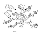 Poulan PO4QN20SB engine/housing/handle/wheels diagram