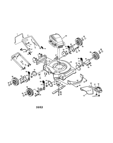 Engine/housing/handle/wheels