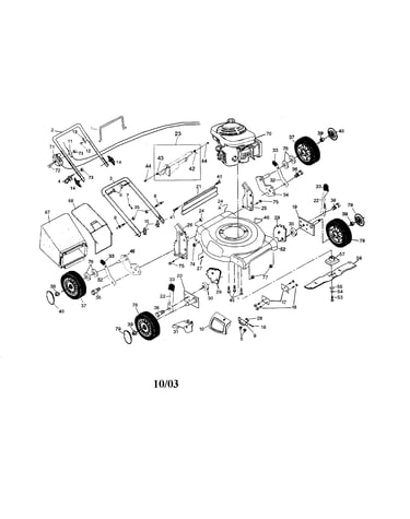 Engine/housing/wheels/handle