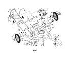 Poulan PR55Y21CHB engine/housing/handle/wheels diagram