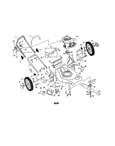Engine/housing/handle/wheels