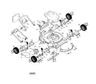 Poulan PM35TN20SA engine/housing/wheels/handle diagram