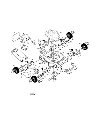 Engine/housing/wheels/handle