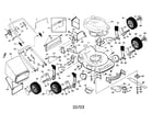 Poulan WM6N22C engine/housing/bag/handle/wheels diagram
