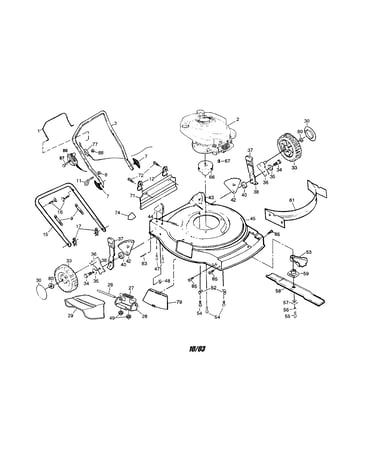 Engine/housing/handle/wheels