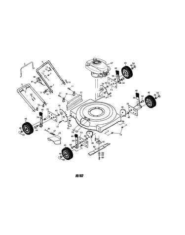 Engine/housing/handle/wheels