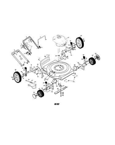 Engine/housing/handle/wheels
