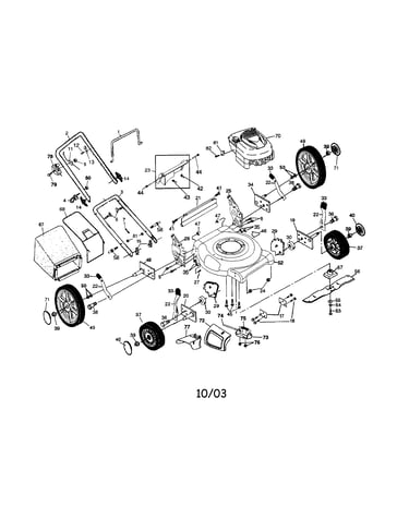 Engine/housing/handle/bag/wheels