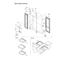 Kenmore 59658634000 lights, hinges and shelving diagram