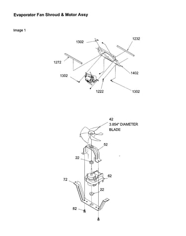 Evaporator fan shroud and motor