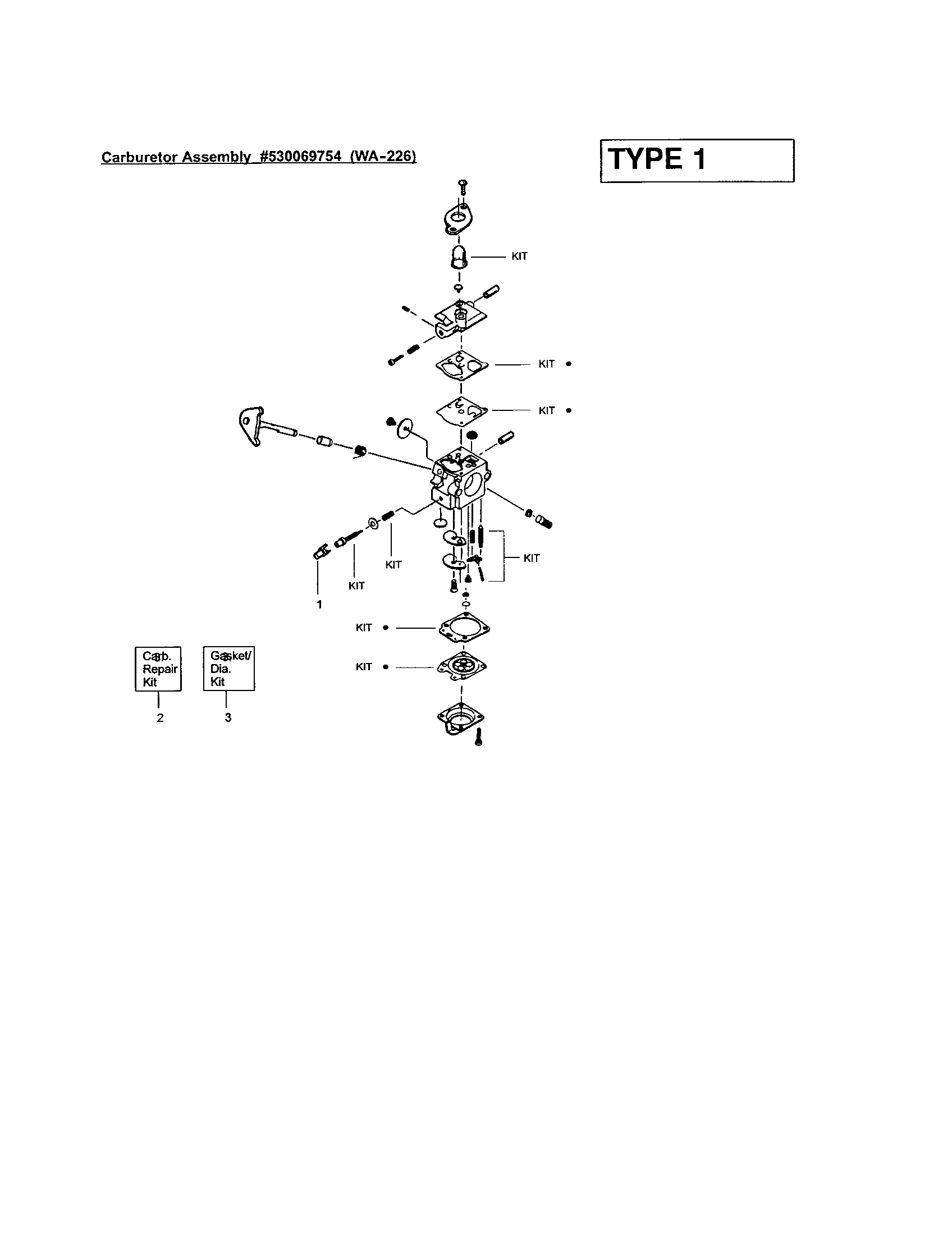 CARBURETOR #530069754 (WA-226)