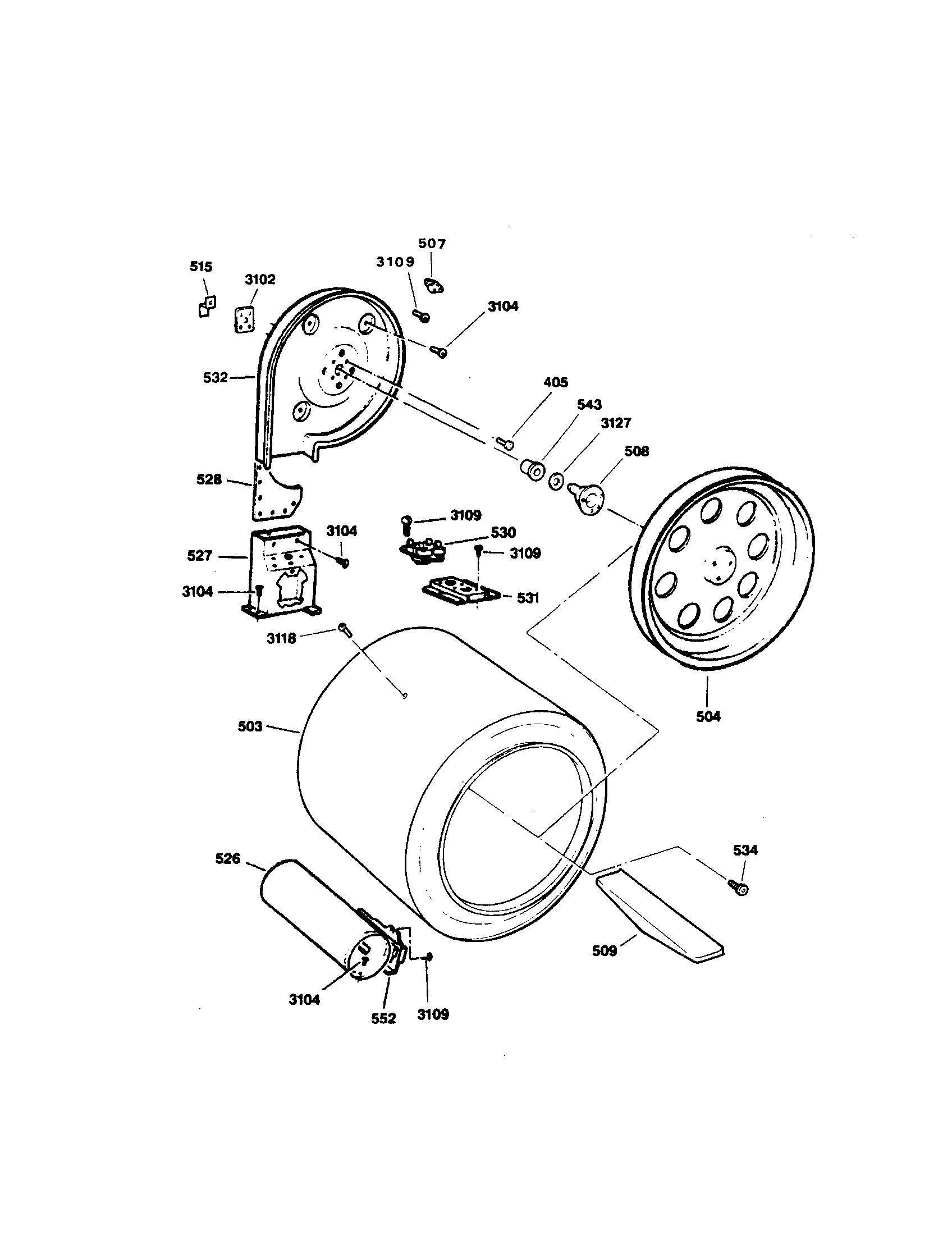 Drum and deflector, heat