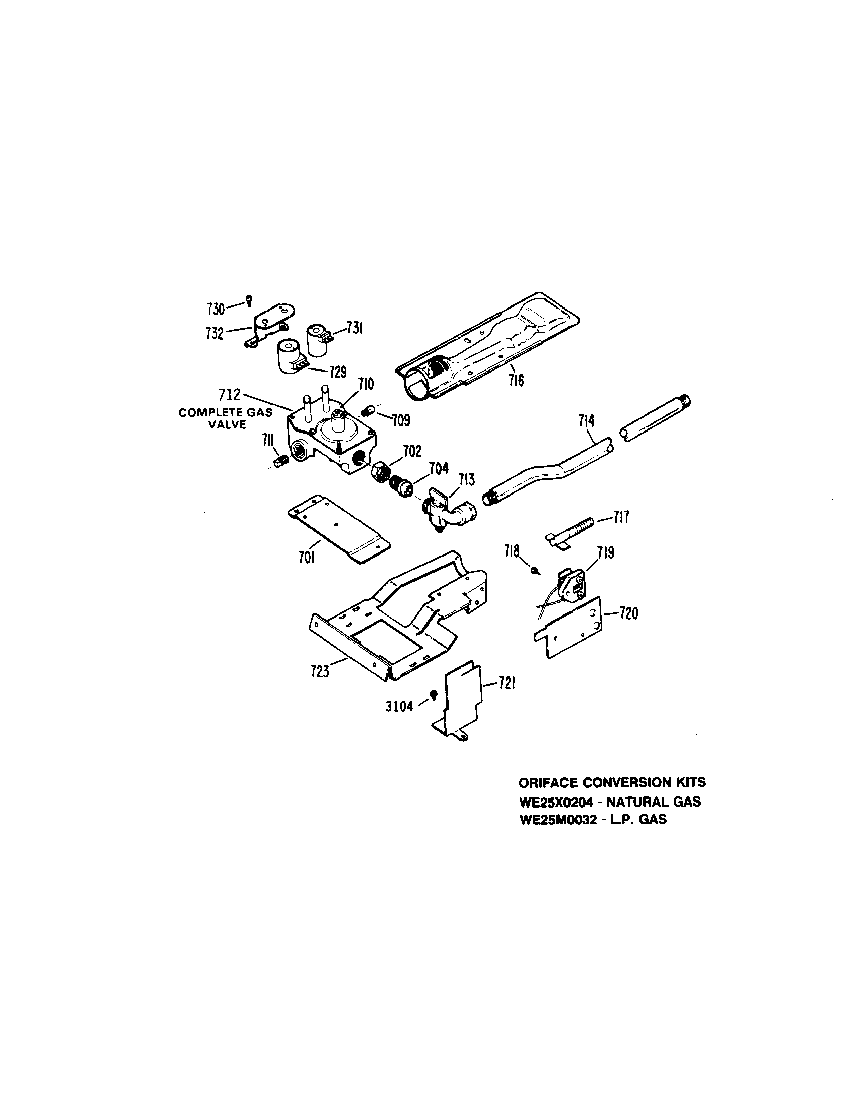 GAS VALVES AND BURNER