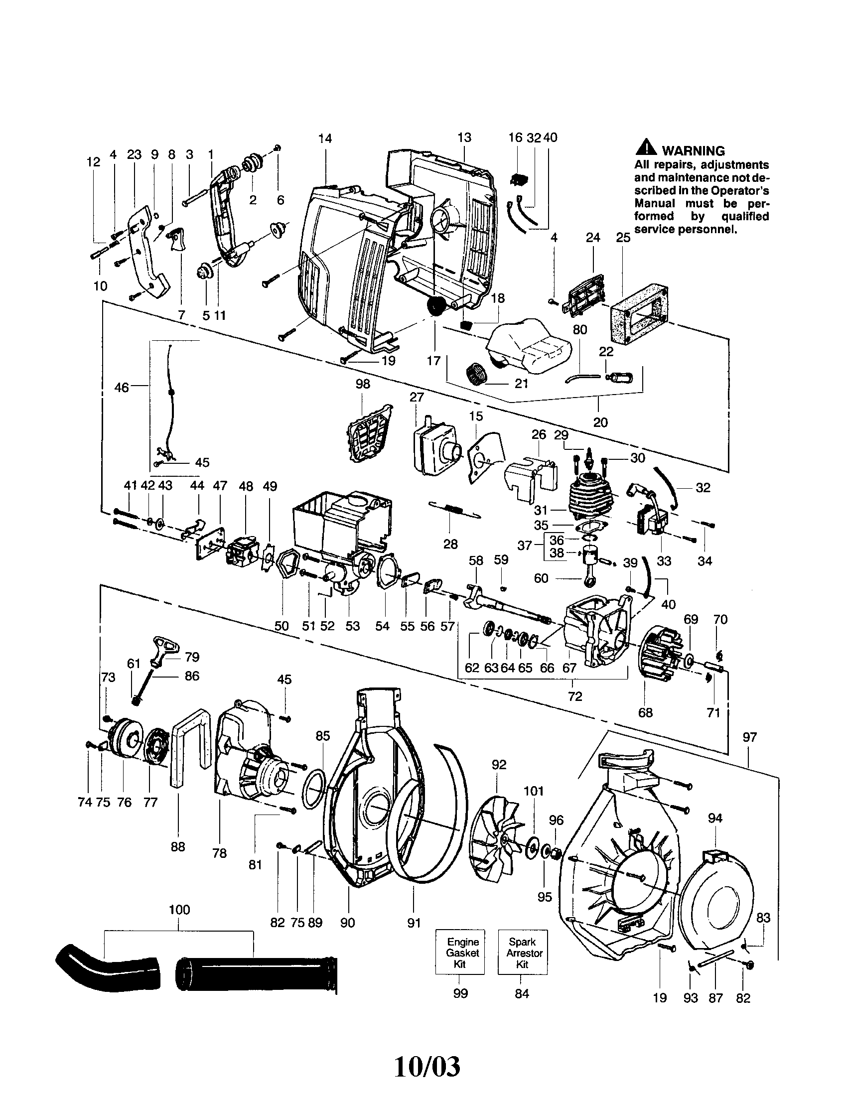 Fuel tank/blower housing/crankshaft