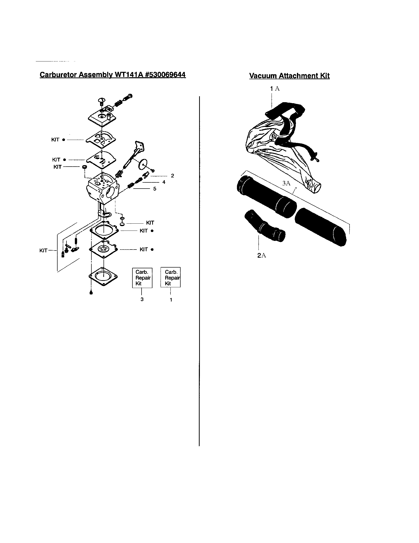 CARBURETOR AND VAC KIT