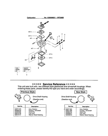 Carburetor/service note
