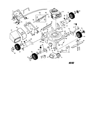 Engine/housing/wheels/handle