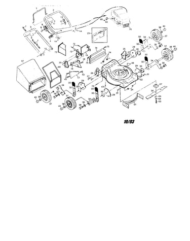 Engine/bag/housing/handle/wheels