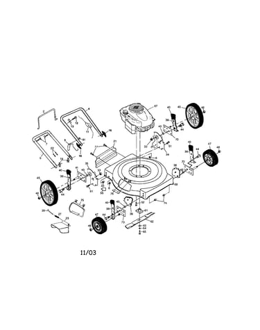 Engine/housing/wheels/handle