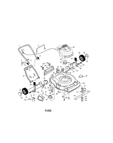 Engine/handle/housing/wheels