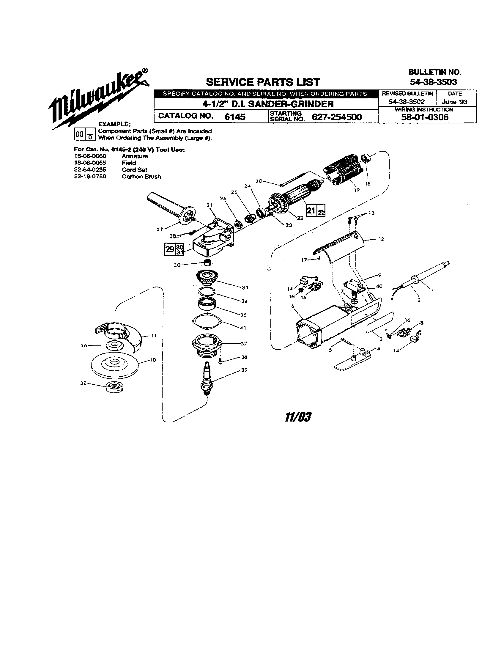 Official Milwaukee 6145 angle grinder parts Sears PartsDirect