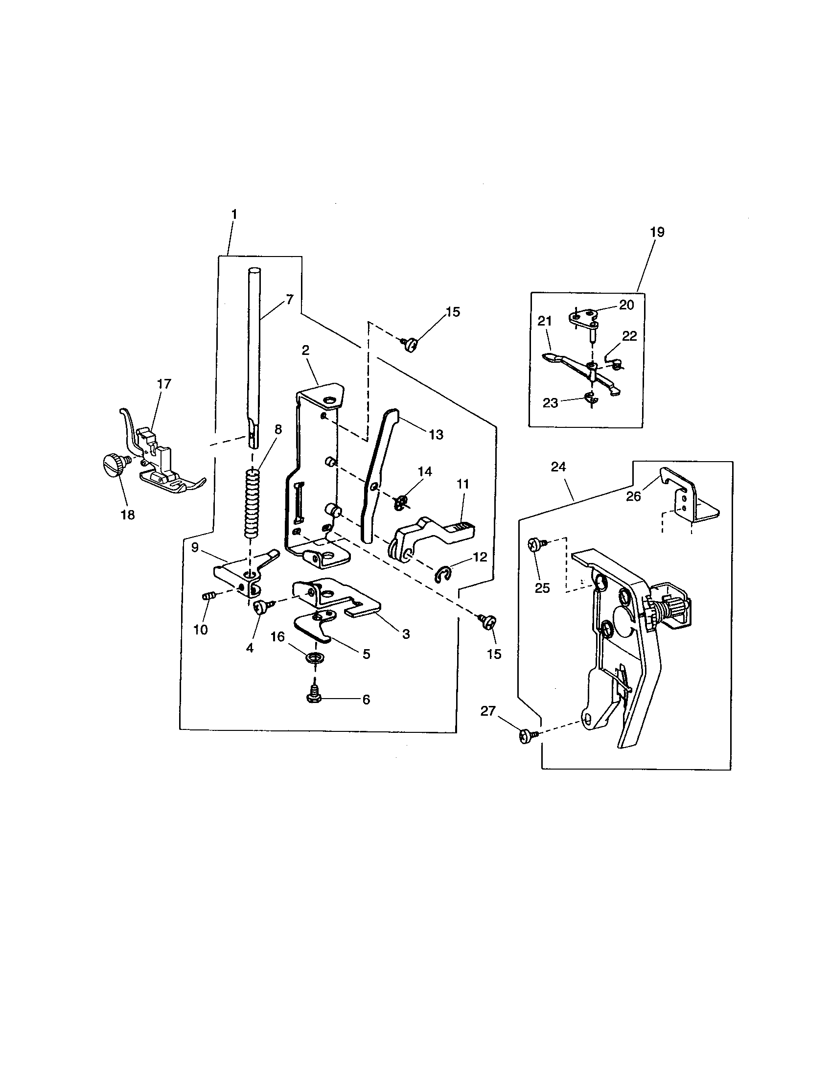 Presser bar base plate unit