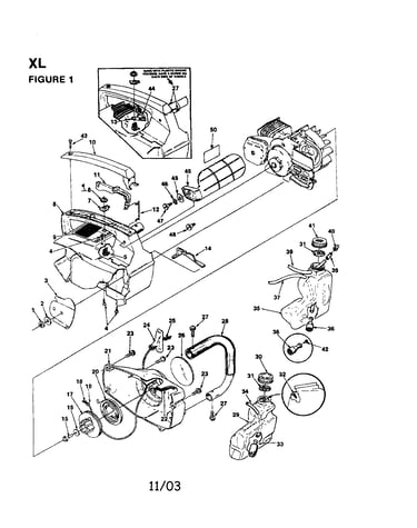 Engine housing/fuel tank