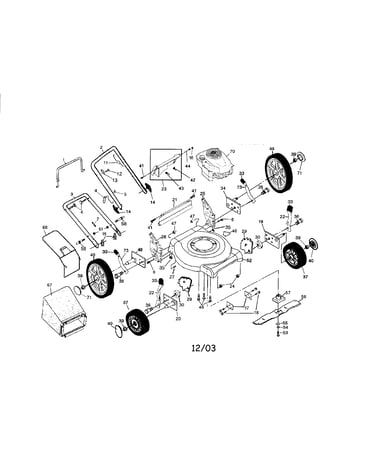 Engine/housing/handle/bag/wheels