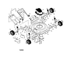Poulan PO45QN22SA engine/housing/handle/wheels diagram