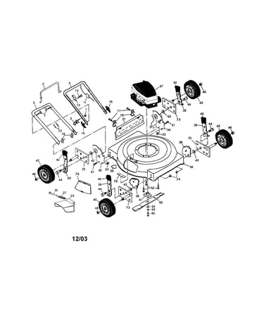 Engine/housing/handle/wheels