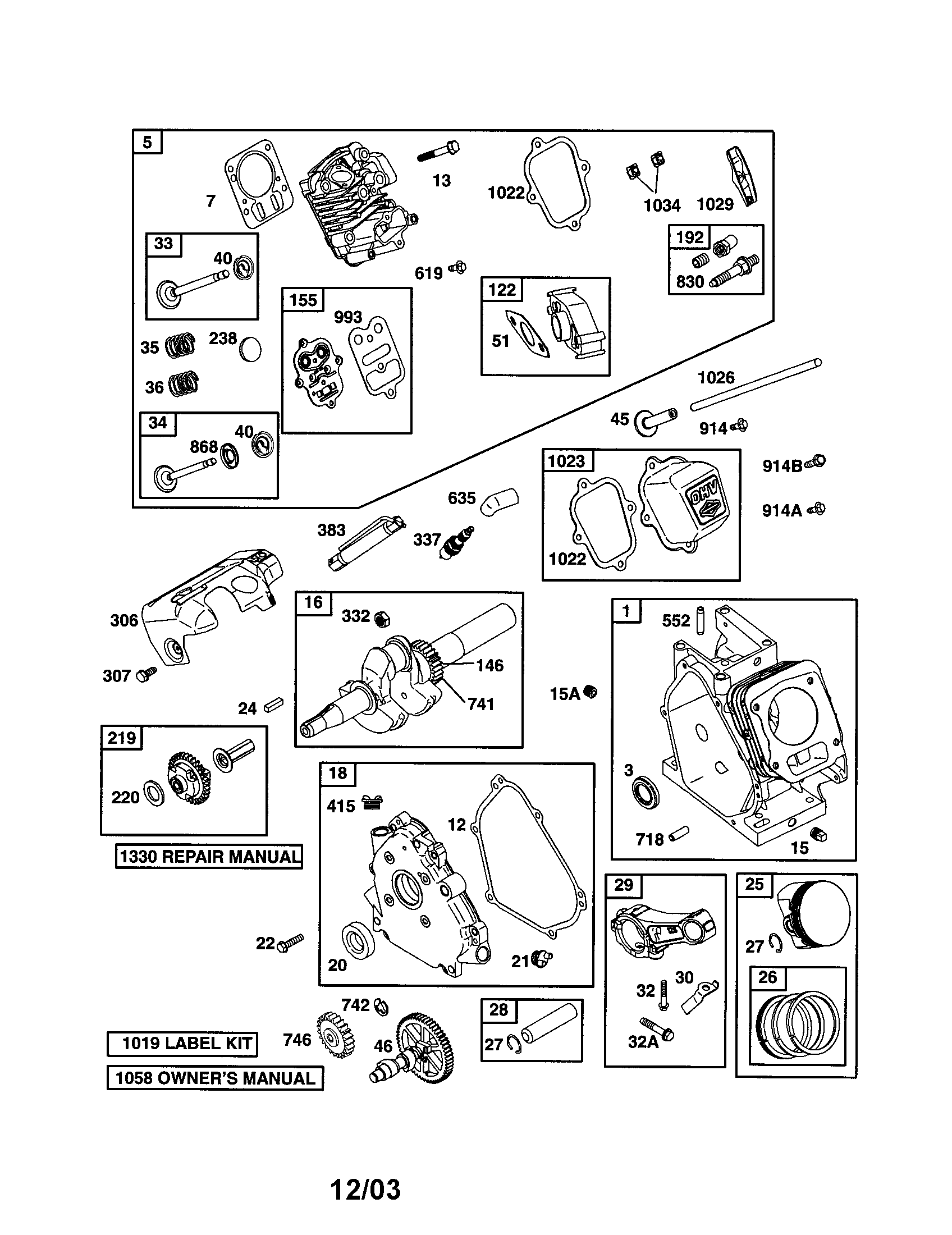 Cylinder head/cylinder/crankshaft