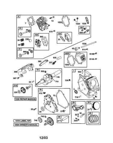 Cylinder head/cylinder/crankshaft
