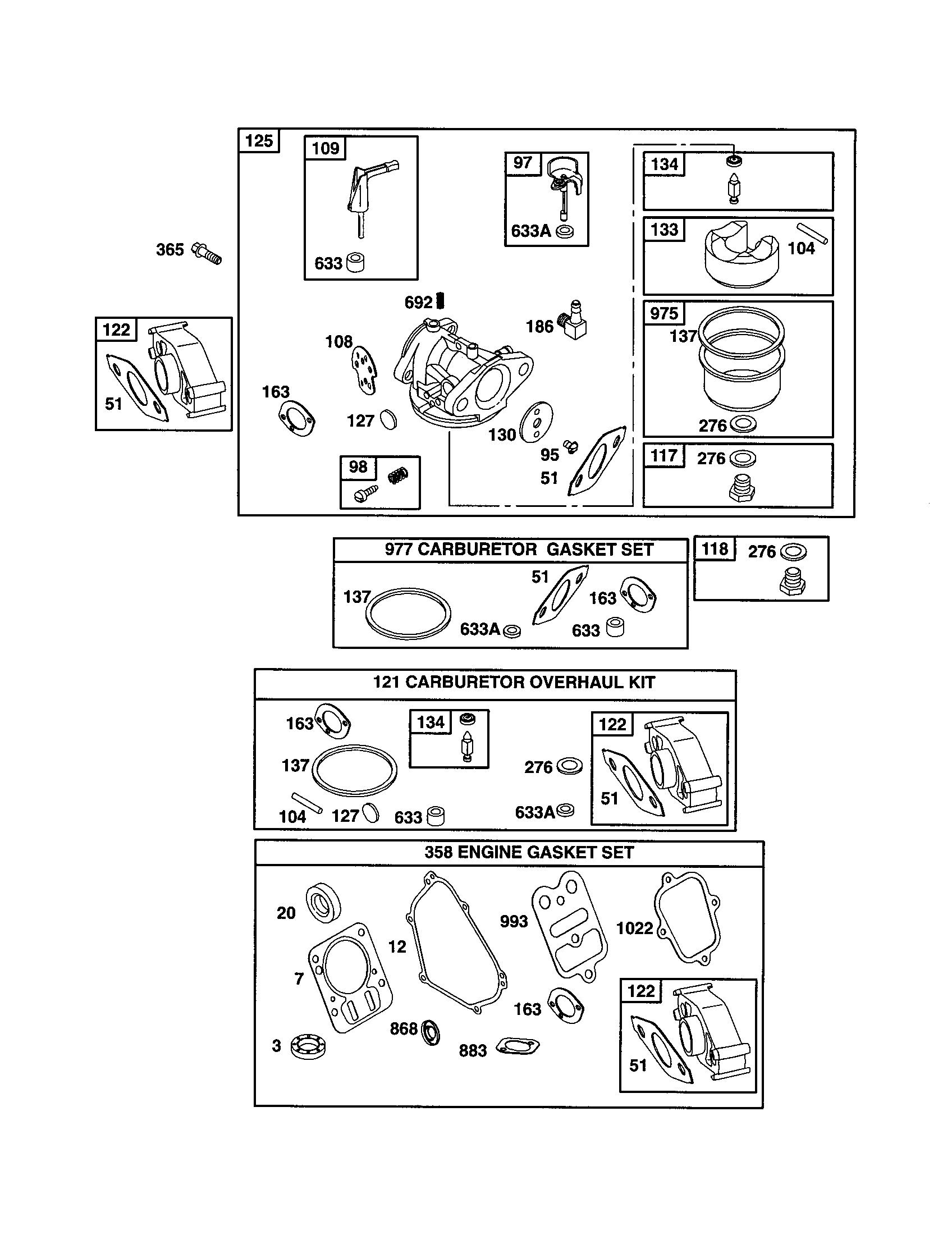 Carburetor/gasket sets