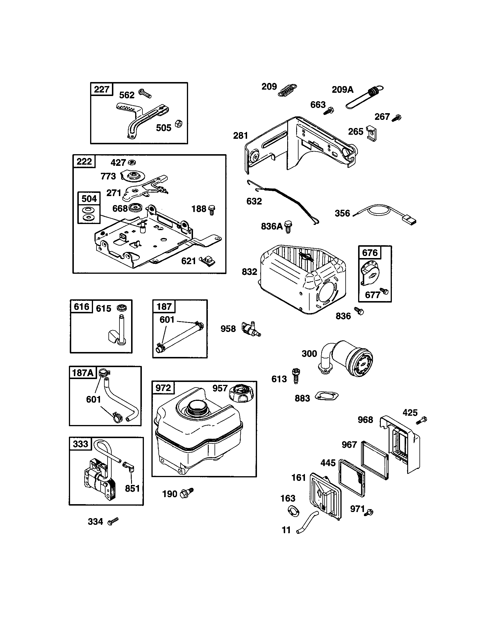 Fuel tank/muffler/muffler-housing
