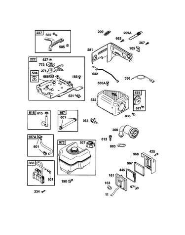 Fuel tank/muffler/muffler-housing