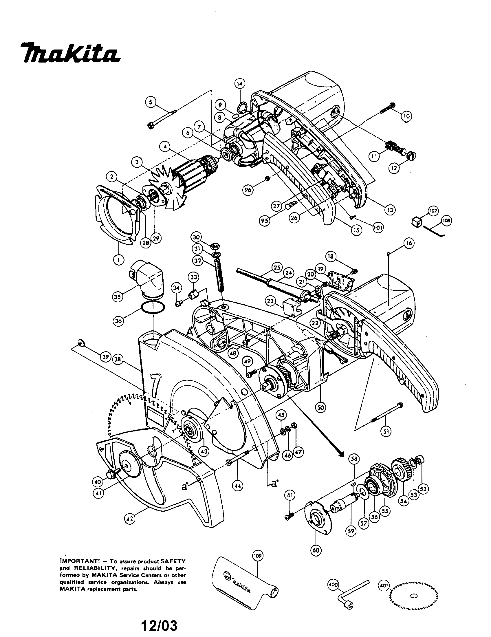 Motor housing/blade/armature