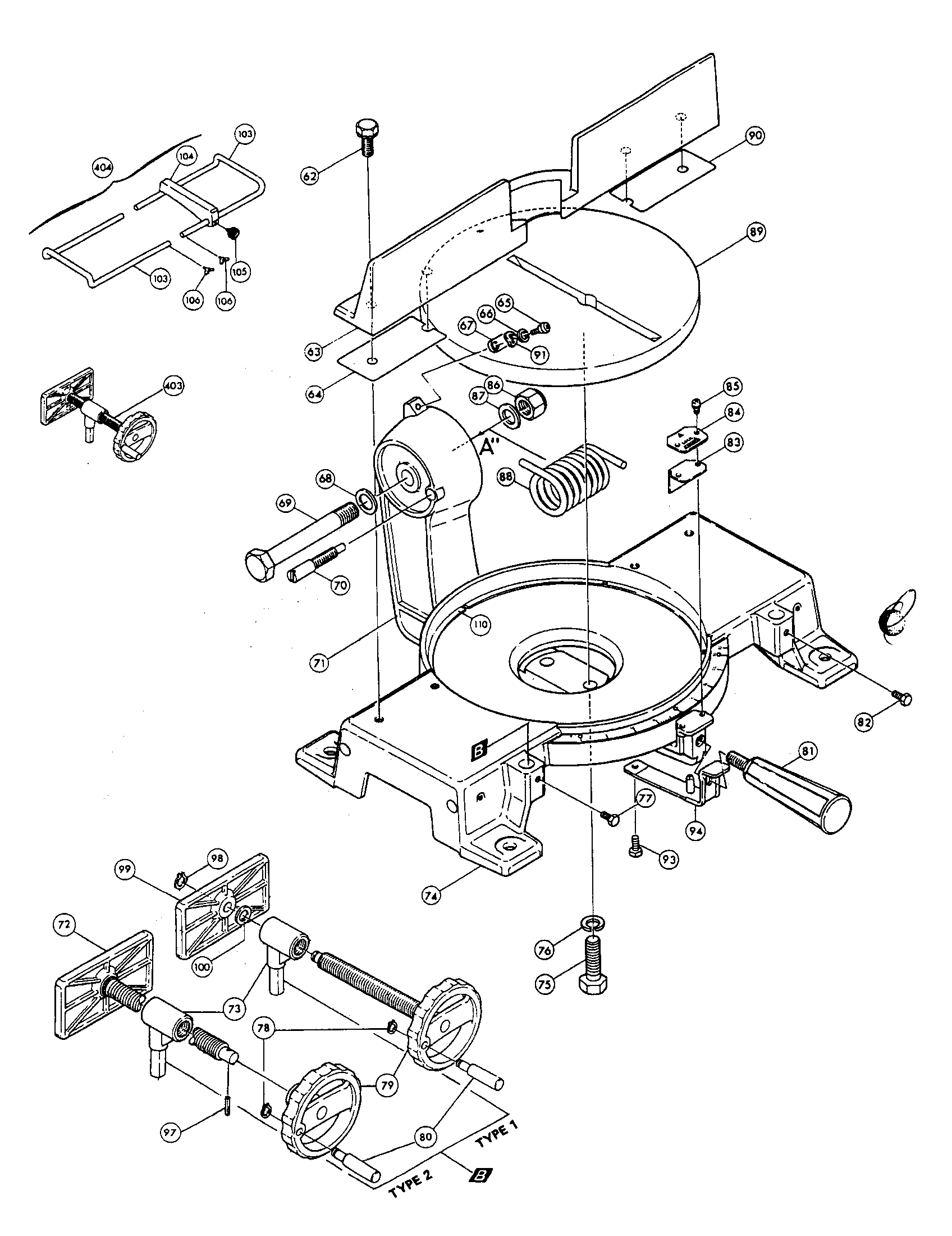 Base/turn table/arm/guide rule