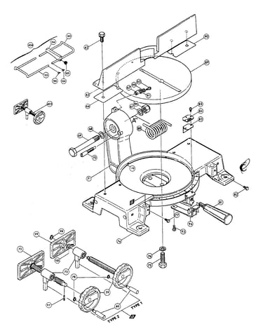 Base/turn table/arm/guide rule