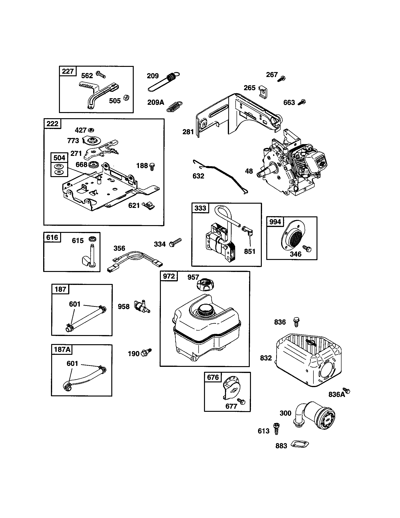 SHORT BLOCK/FUEL TANK/MUFFLER-GUARD