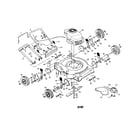 American Yard Products P4TN20SA engine/housing/handle/wheels diagram