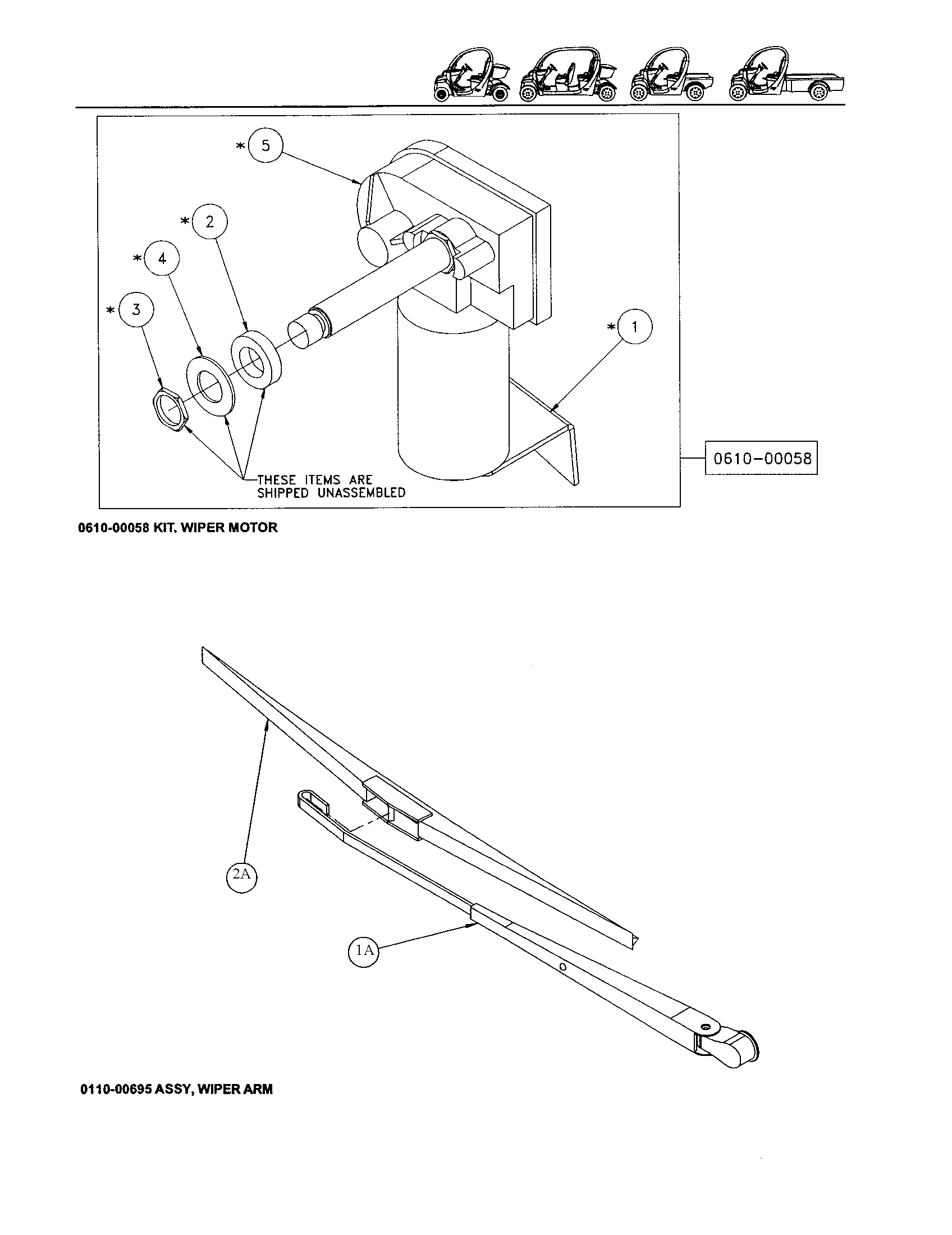 Kit, wiper motor/wiper arm