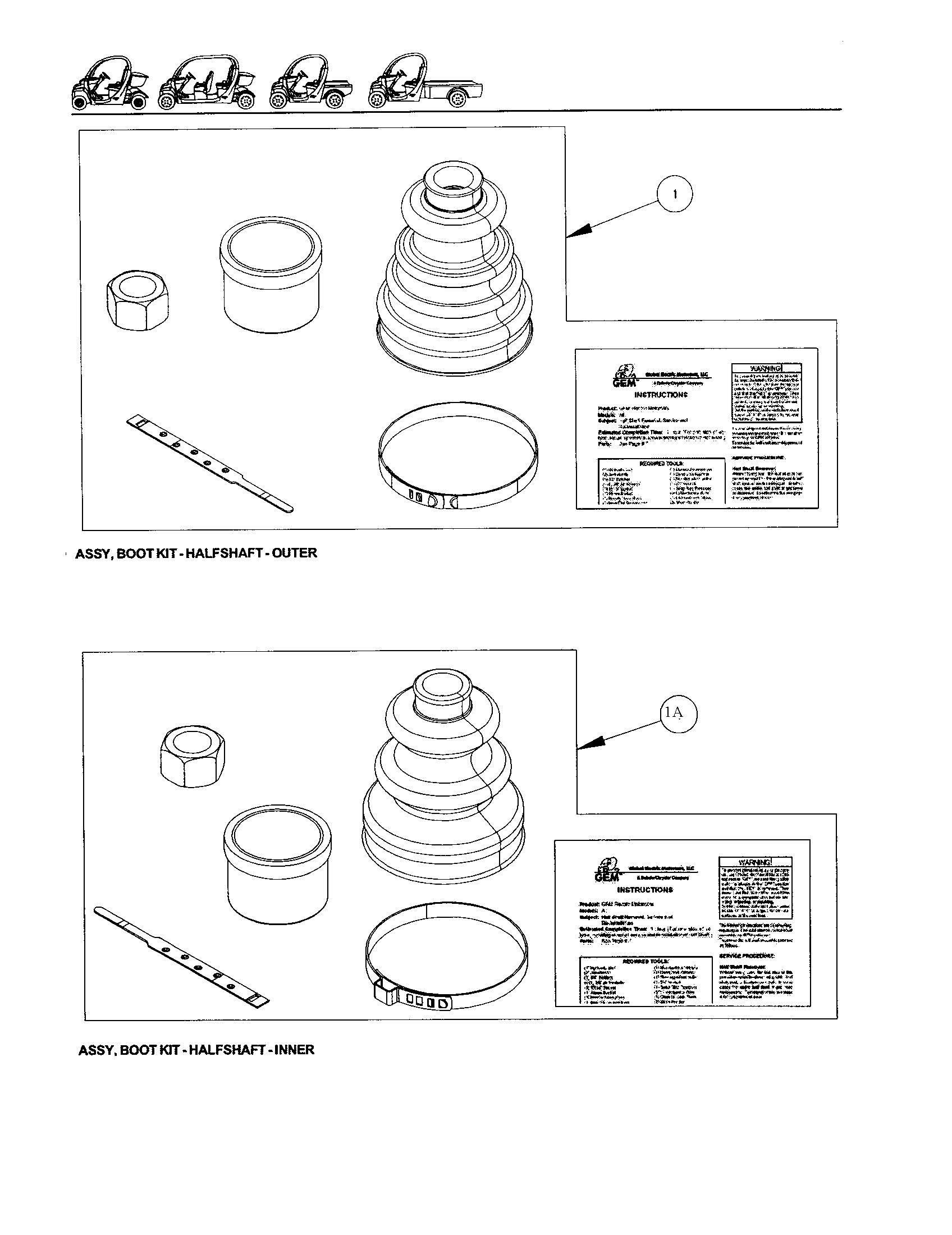 Boot kit - halfshaft-outer - inner