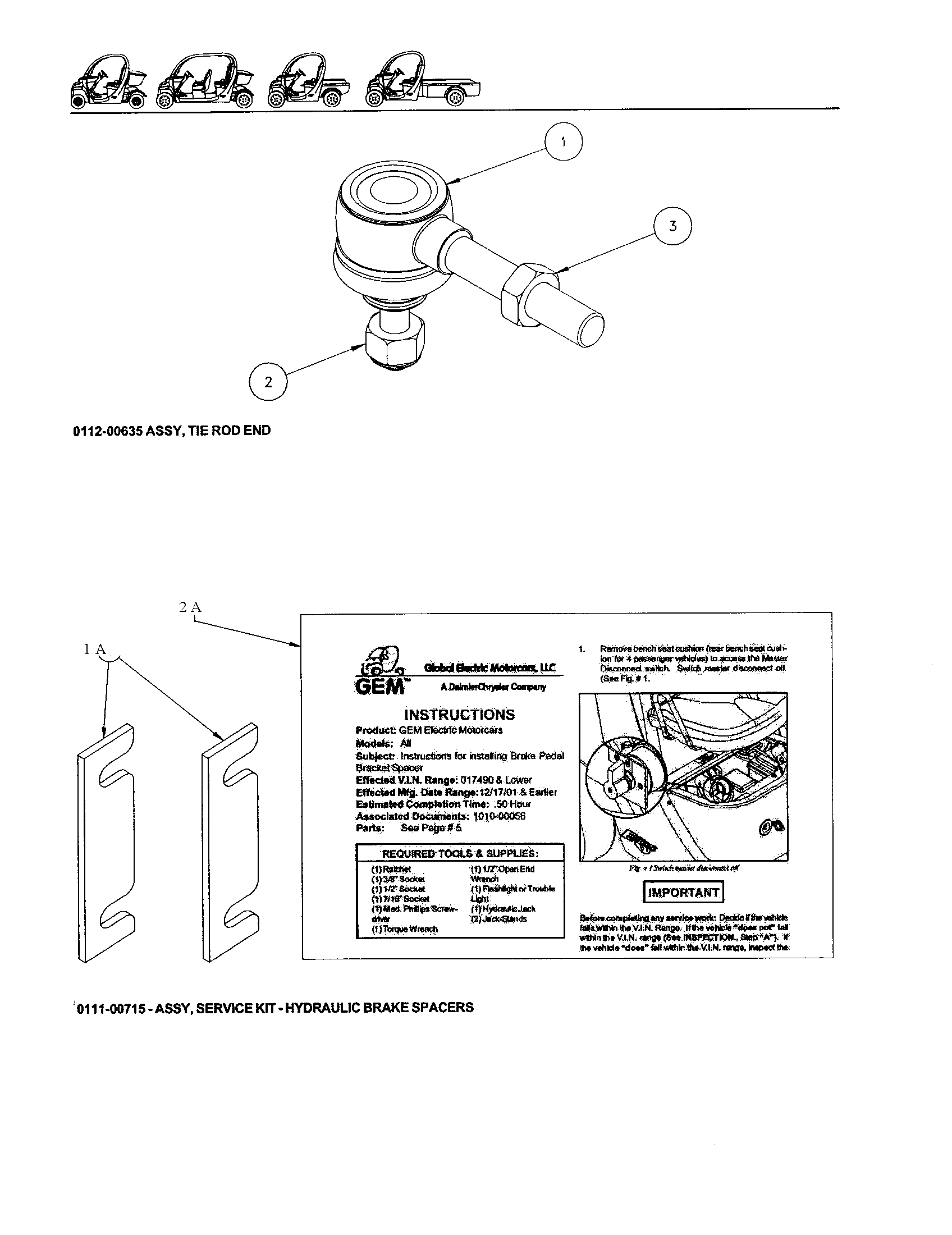 Rod end / hydraulic brake spacers