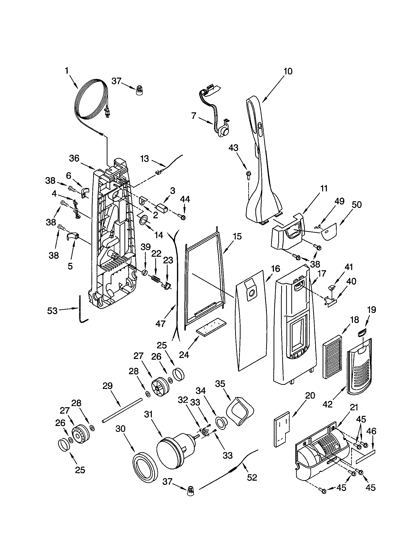 Dust compartment/motor