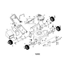 Craftsman 917388531 engine/housing/handle/wheels diagram