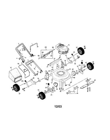 Engine/housing/handle/wheels