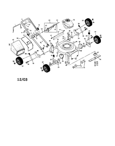 Engine/handle/housing/wheels/bag
