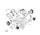 Poulan PR65N22SHB engine/housing/wheels/handle diagram