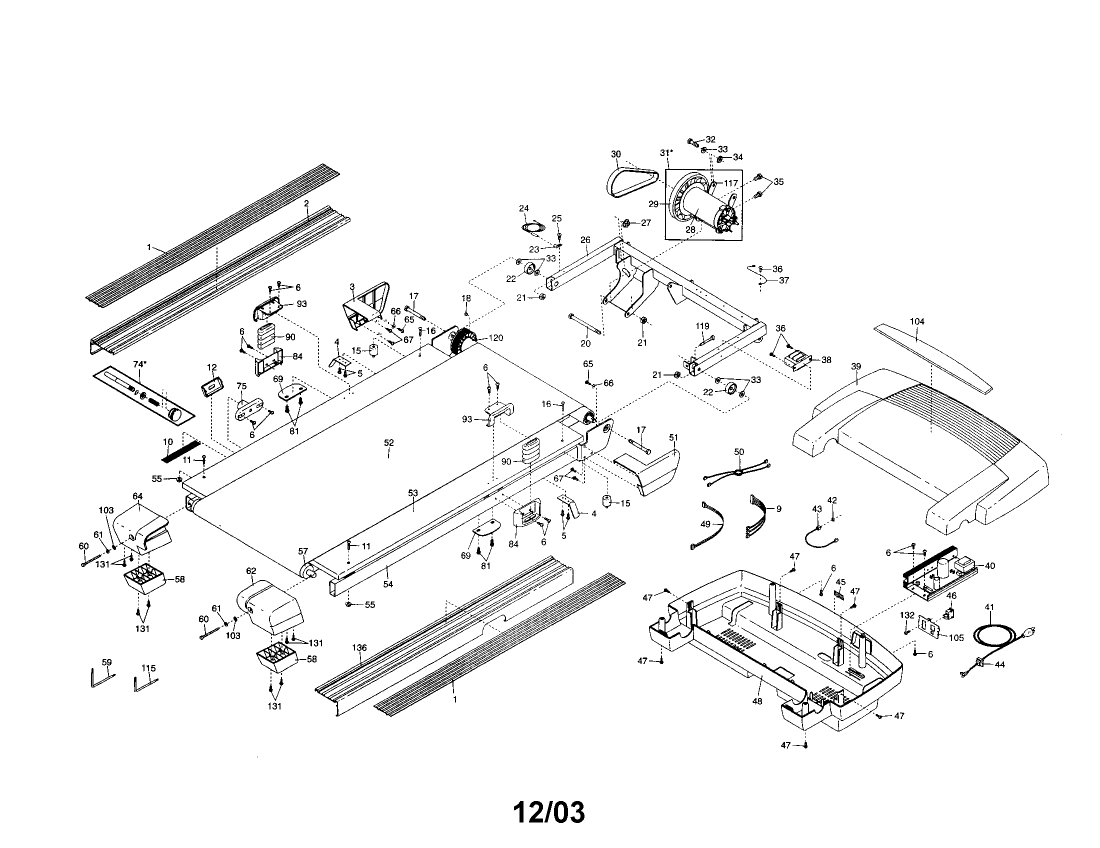 Walking belt/motor hood/motor