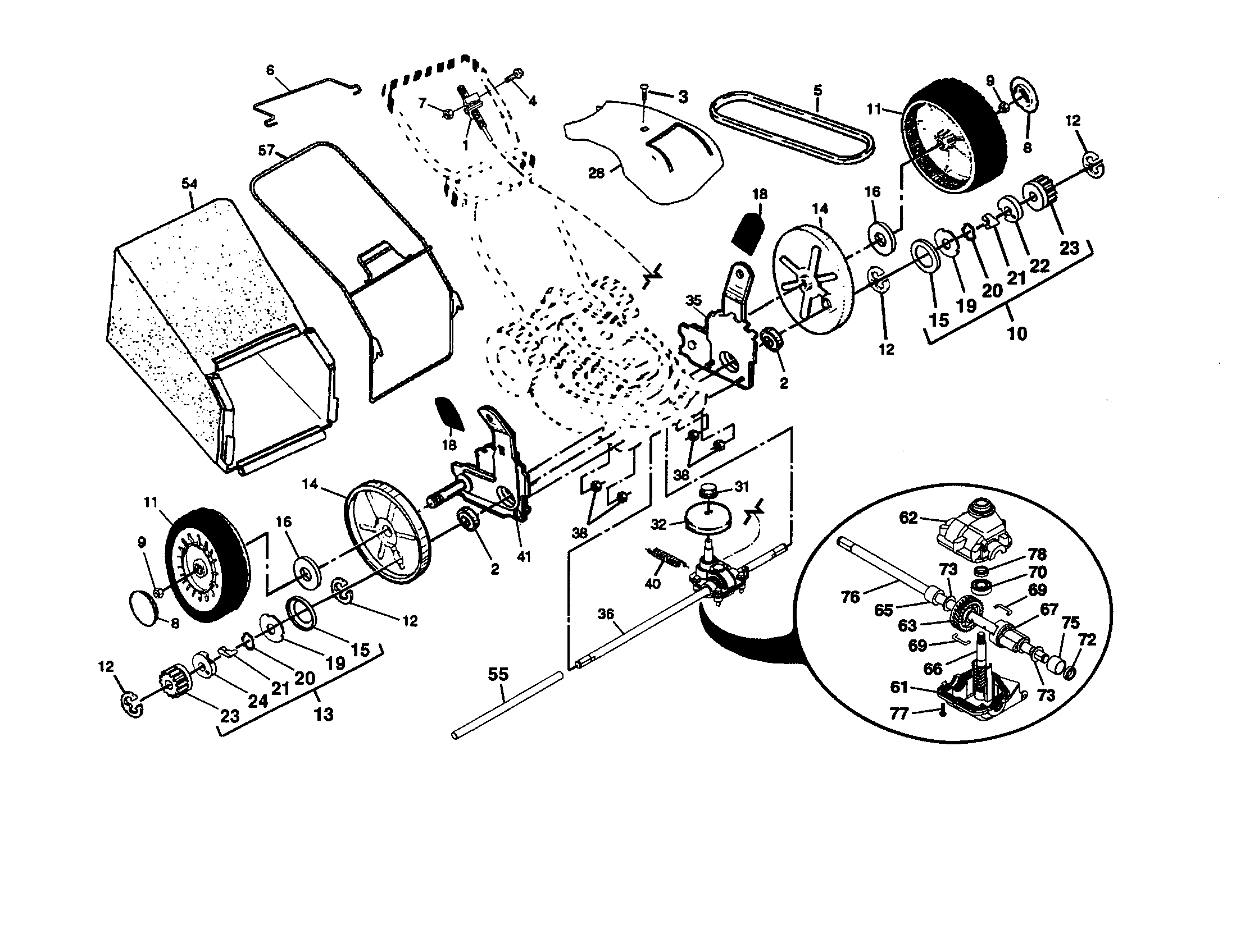 Wheels/tires/bag/belt